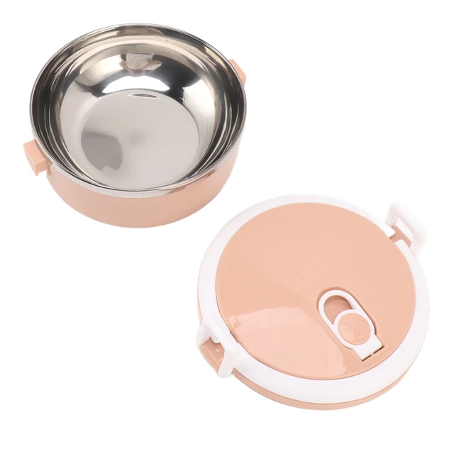 (Rosa) Scatola Isolamento Bento Scatola Pranzo Acciaio Inox Silicone Rotondo Traspirante