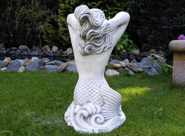 MEERJUNGFRAU, FIGUR AUS STEINGUSS, NEU, FRAU, FROSTFEST, für GARTEN PO