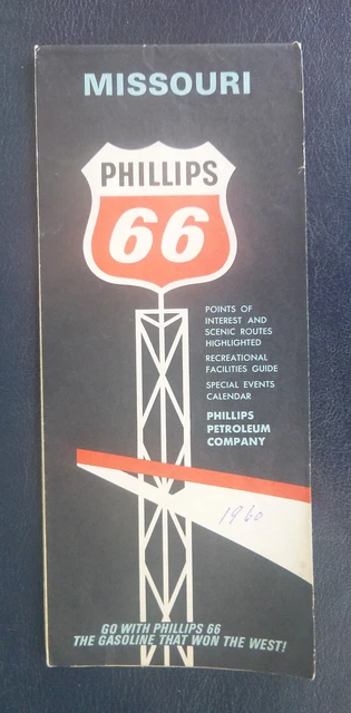 1966 Missouri  road map Phillips 66  oil  gas route 66