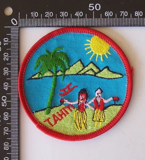 Vintage Tahiti Travel Souvenir Embroidered Patch Woven Cloth Sew-On Badge