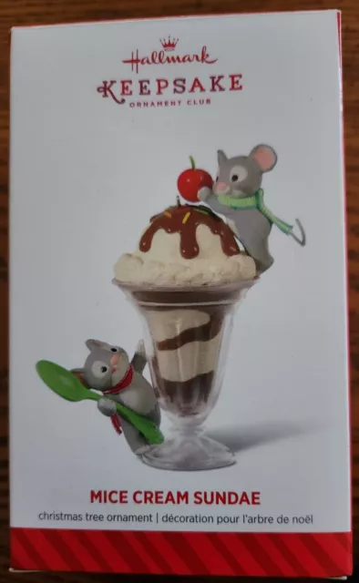 Hallmark Mice Cream Sundae 2014 Keepsake Ornament Club Member Exclusive