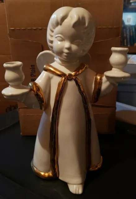 Large Pottery Ceramic Angel Statue Candle Holder Figurine
