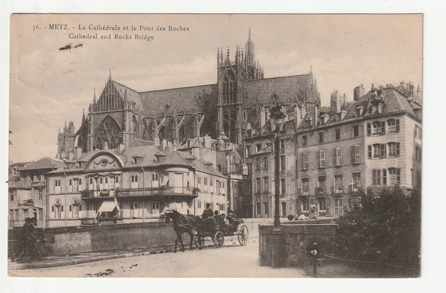 METZ  - Moselle - CPA 57 - Ponts - Attelage au pont des Roches - Cathédrale