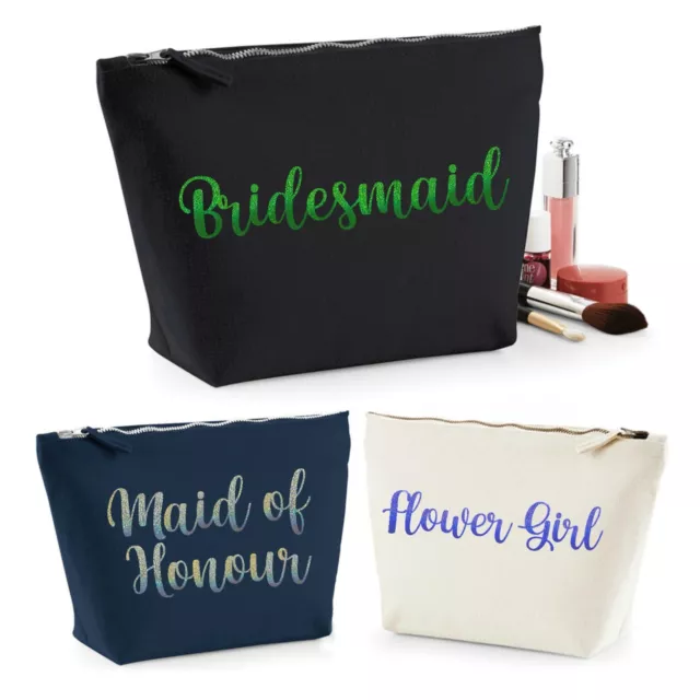 Personalisierte Make-up/Waschtasche Toilettenartikel Glitzer Geschenk für Mama Braut Brautjungfer