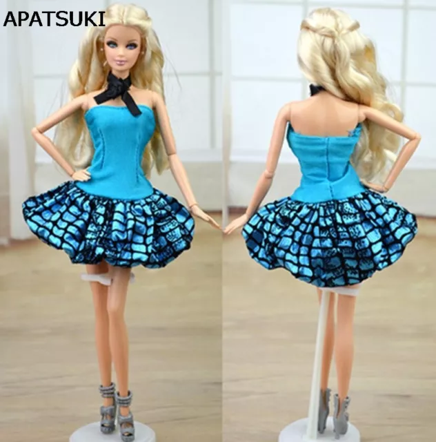 Doll Accessories Blue Clothes For 11.5" Doll House Dress Summer Short Dresses