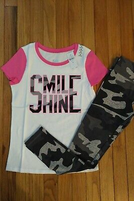 NWT Justice Girls Outfit Smile/Shine Top/Leggings Size 10 12 16 18