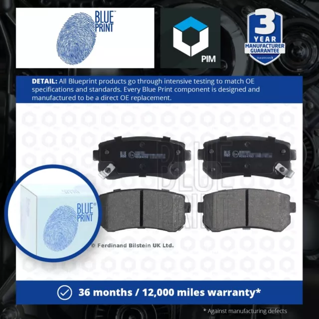 Brake Pads Set fits KIA SPORTAGE Rear 2.0 2.7 2.0D 2004 on Blue Print 583020ZA00