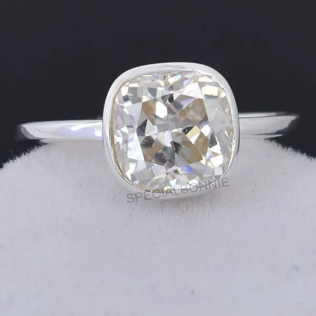 2.30 Ct Certified Cushion Cut White Diamond Solitaire Ring, Great Shine !