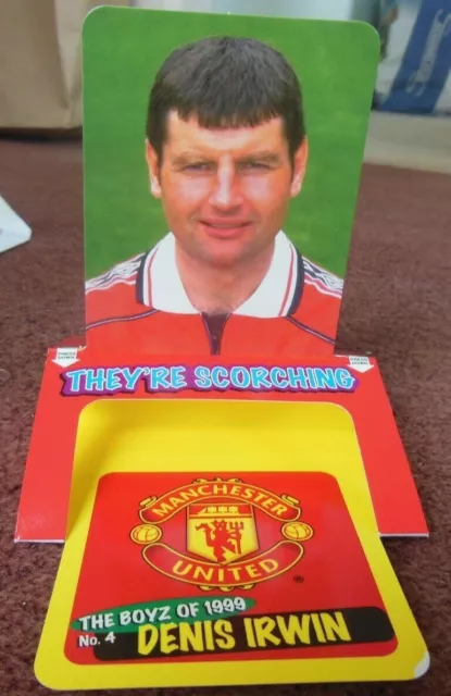 Rare Denis Irwin Manchester United Hot Pops Pop Up trade card 1999