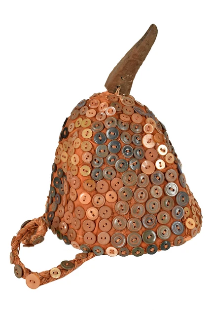 Lega Sombrero Botones en Cesta Bwami Sociedad Congo Arte Africano