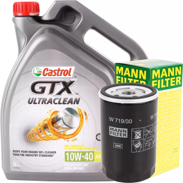 Mann-Filter Ölfilter + 5L 10W-40 Motoröl Castrol Gtx 10W40 A3 B4 501.01 505.00