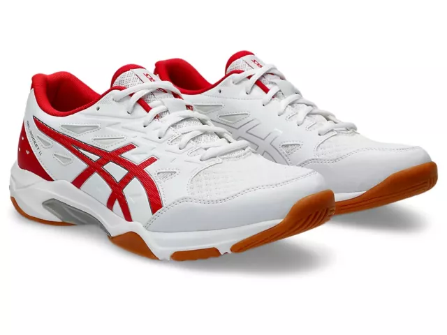 ASICS GEL-ROCKET 11 1073A065 100 White Classic Red Volleyball Shoes