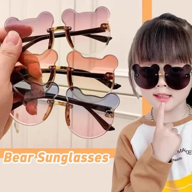 Cute Kids Sunglasses for Toddler Girls bear Glasses Beach Holiday,