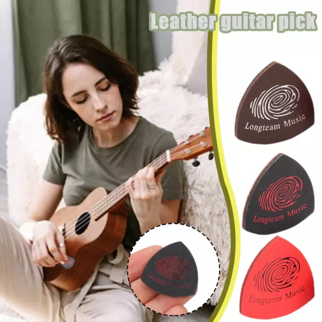 3pcs Genuine Leather Guitar Picks Ukulele Bass Plectrum Colorful Cowhide Pick