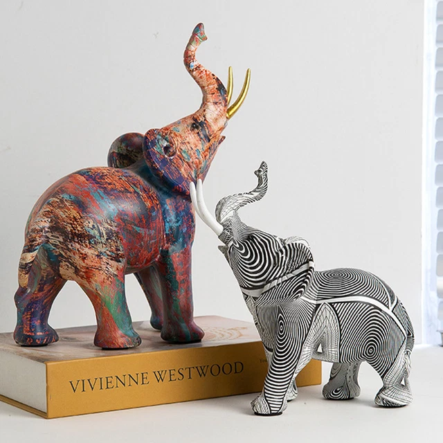 Resin Colorful Elephant Figurine Handicrafts Graffiti Home Decor for Living Room 2