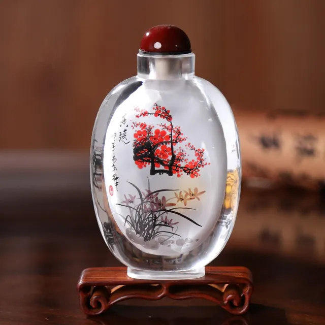 Inner Painting Snuff Bottle Chinese Antique Fragrance of Flower is Wafted Away