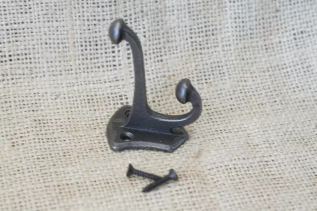 5 PCS Cast Iron Vintage Style Coat Hooks Hat Hook Rack Hall Tree Forged Silver 3