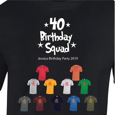 Personalized Custom Name 40th Birthday Girls Squad Mens Tshirt Top Tee Gift
