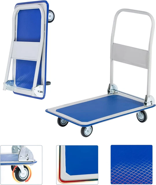 Dolly Cart Platform Truck 660Lbs Folding Foldable Push Cart Dolly Flatbed Dolly