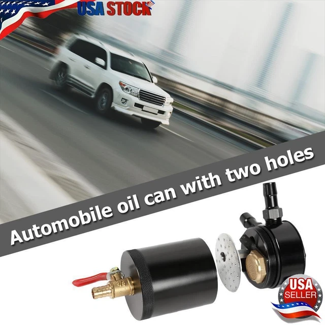 2-Port Baffled Aluminum Alloy Oil Catch Can Tank with Drain Valve Black