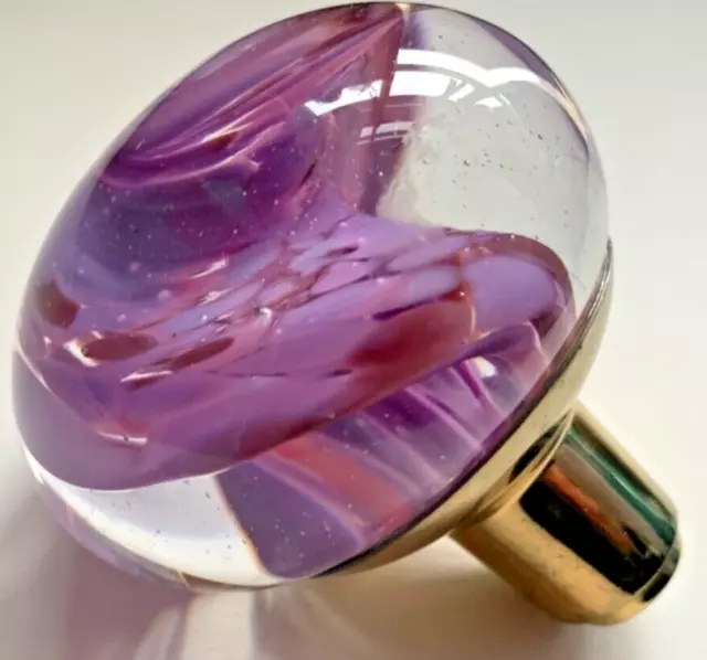 vtg glass paperweight DOOR KNOB drawer pull antique purple doorknob art craft