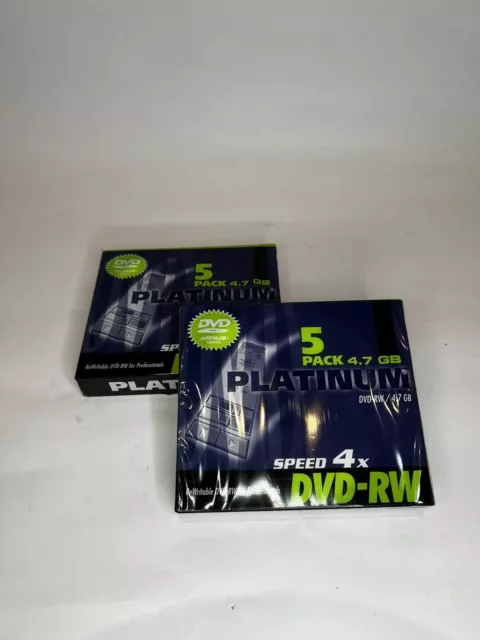 Confezione da 5 - DVD PLATINUM - grezzo - RW Slim-Case Speed 4x, 4,7 GB - IMBALLO ORIGINALE