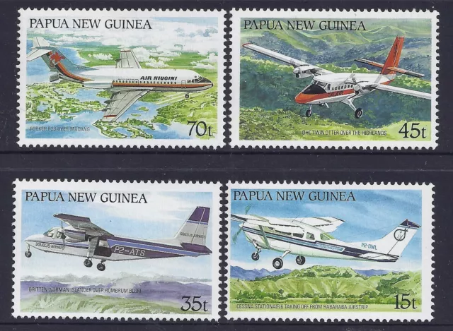 1987 Papua New Guinea Aircraft Set Of 4 Fine Mint Muh/Mnh