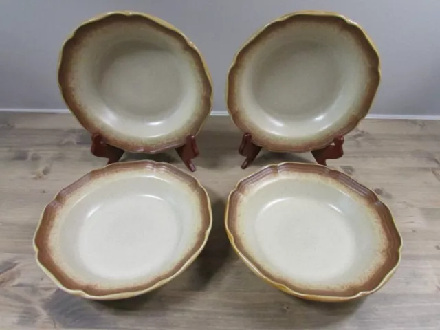 Set of 4 Mikasa Whole Wheat E 8000 Soup/Cereal Bowls EUC 8 1/2" Rim Japan