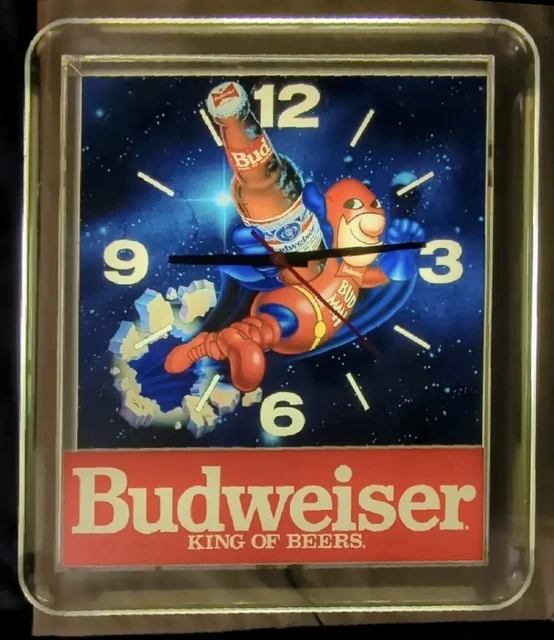 Vintage 1990 Budman BUDWEISER Lighted CLOCK All Original Works Great! RARE JD