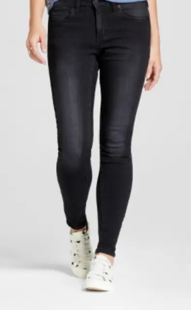 Womens Universal Thread Mid-Rise Skinny Black Jeans Fitted Hip & Thigh Slim Leg