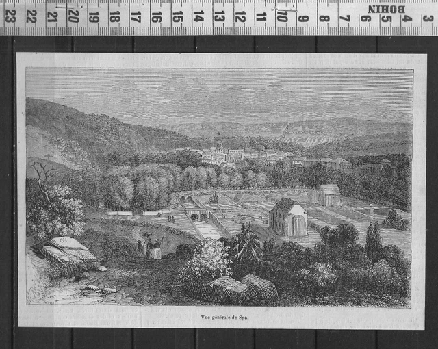 G363 / Gravure 1868 /  Vue Generale De Spa