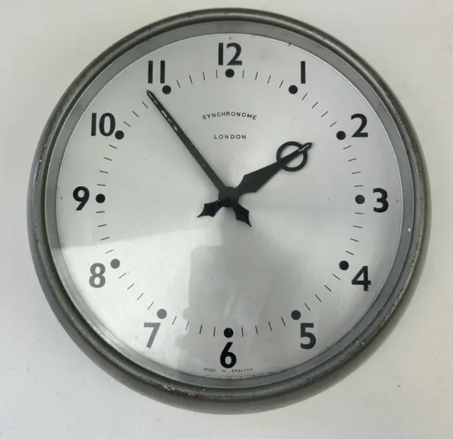 BRITISH 50s Synchronome Midcentury Vintage Industrial Factory Office Wall Clock