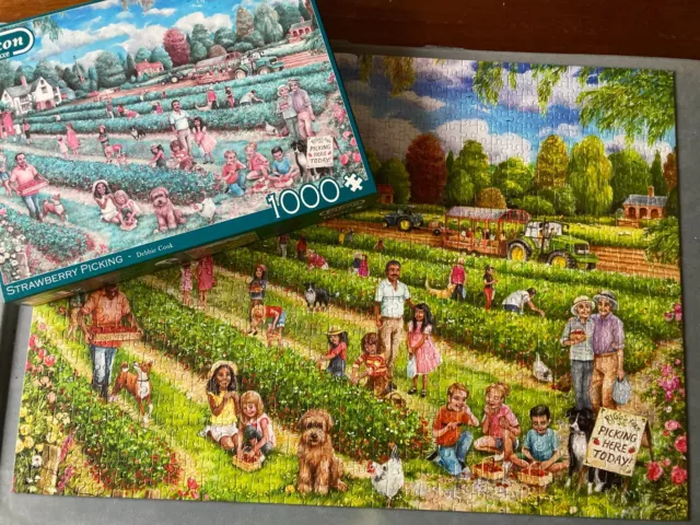 FALCON  "Strawberry Picking" - Debbie Cook, 1000 Piece Jigsaw Puzzle, done once