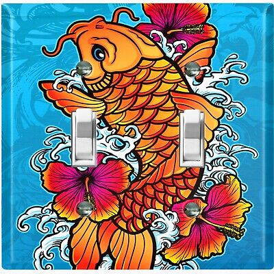 Metal Light Switch Cover Wall Plate Koi Fish Orange Flower
