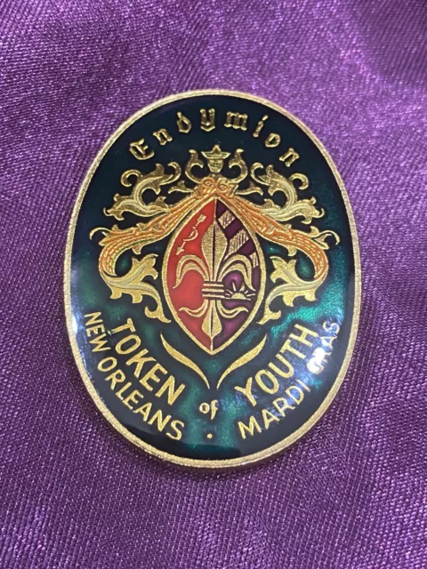 VTG 1981 ENDYMION Mardi Gras Token of Youth Oval Medallion Favor NEW ORLEANS, LA