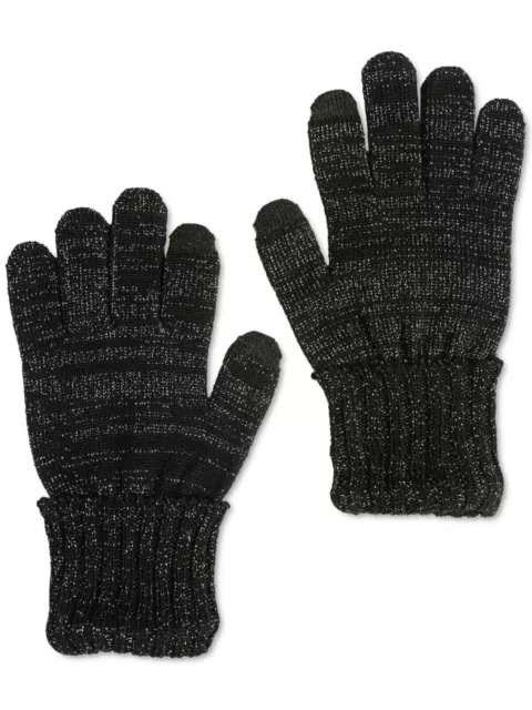 STYLE & COMPANY Womens Black Slip On Metallic Shine Ribbed Cuffs Winter Gloves