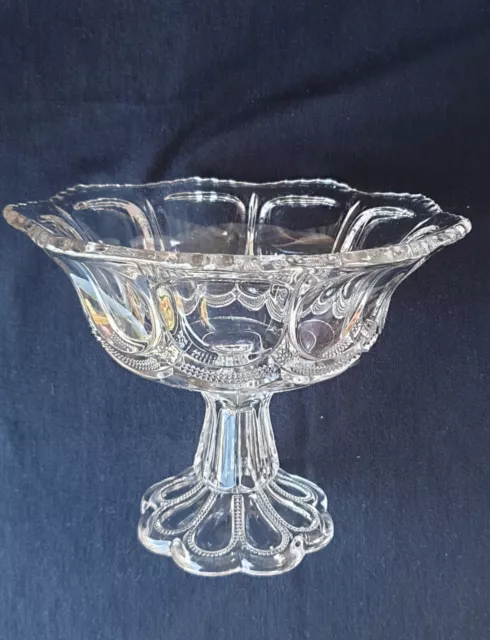 US Glass Galloway Pattern Footed Fruit Compote Pressed Glass Centrepiece