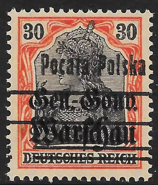 Poland stamps 1918 MI 11II ovpt ERROR  POCATA   MLH   VF