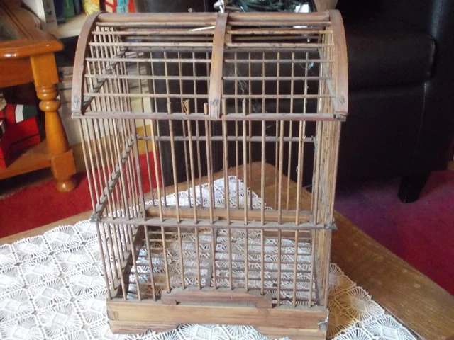 CAGE À OISEAUX asiatique en bois à accrocher EUR 29,90 - PicClick FR