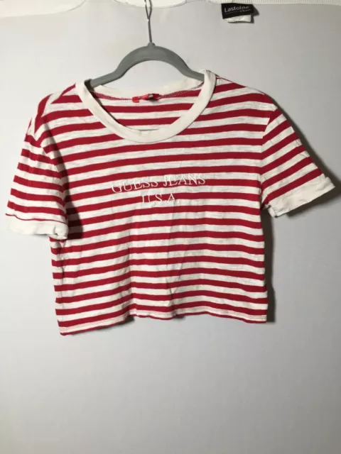 Guess jeans striped online shirt red and white