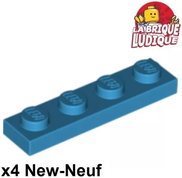 Lego 4x Plaque Plate 1x4 4x1 azur foncé/dark azure 3710 NEUF