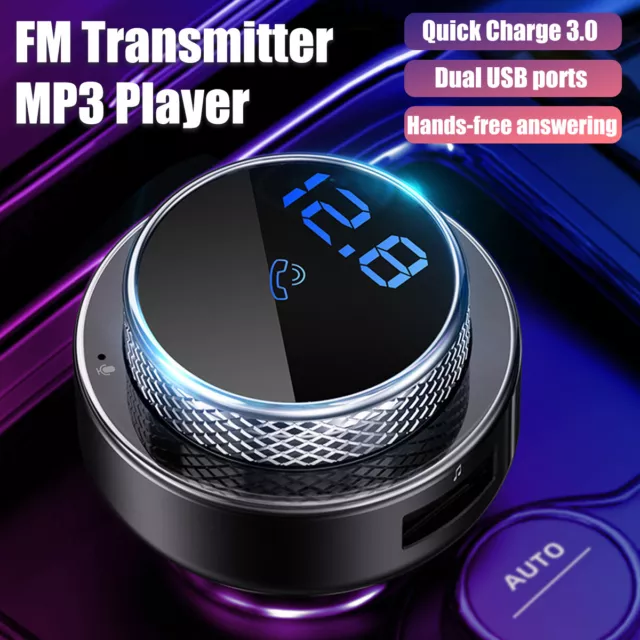 Bluetooth 5.0 Wireless Car FM Transmitter MP3 Charger USB Car Cigarette Lighter