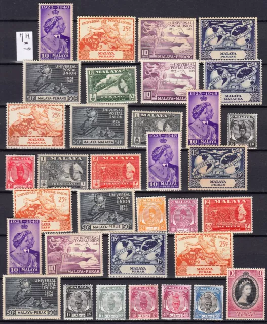 MALAYA MH*  perak selangor  lot of 89  stamps 3 scans british colonies  malaysia