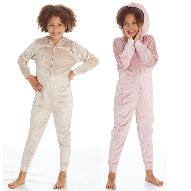 Tuta bambina velluto schiacciato tutto in uno bambini/bambini età 7-13 anni