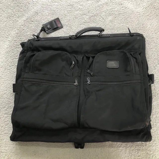 Tumi Leather Garment Bag Bifold Travel Black Ballistic Nylon Carry On