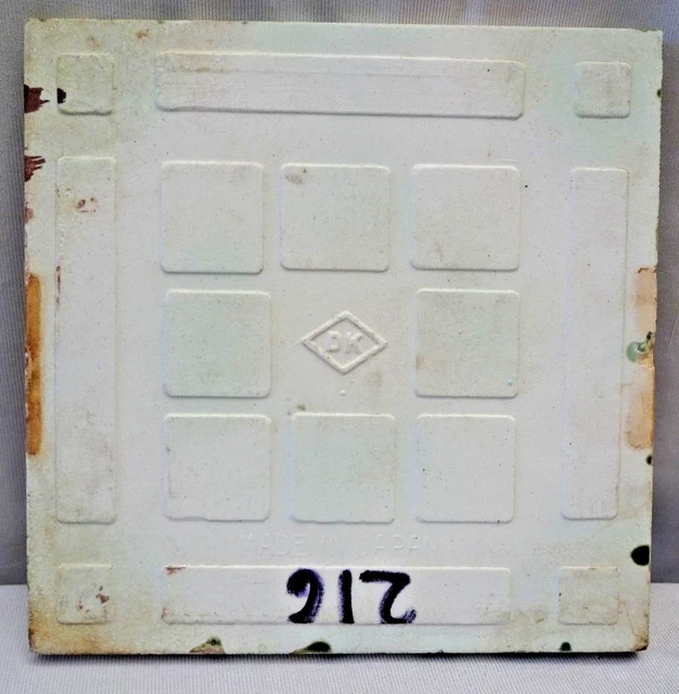 Vintage Porcelain Tile Rose Geometric Design Dk Japan Art Nouveau Majolica # 216 3