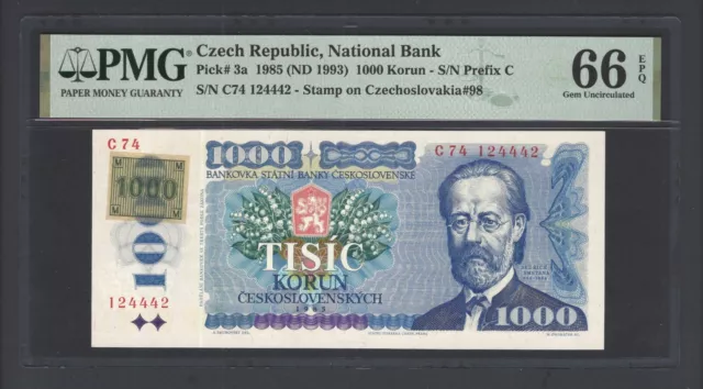 Czech Republic 1000 Korun 1985 (ND 1993) P3a Uncirculated Grade 66