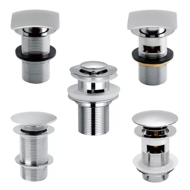 Chrome Click Clack Slotted UnSlotted Sprung Pop Up Push Button Sink Basin Waste