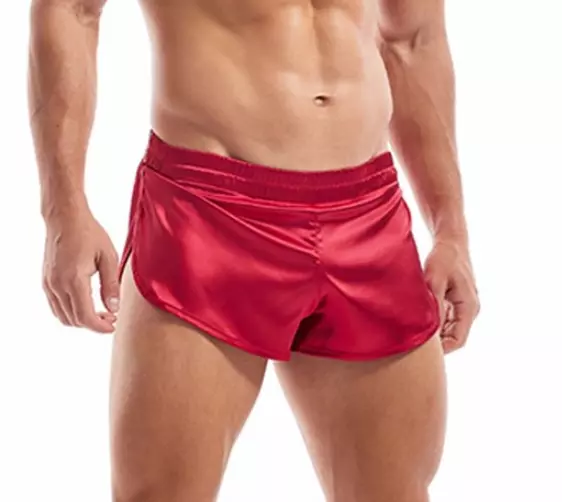 Mens XX Large Sexy Red Satin Split Side Boxer Shorts Sleepwear Lingerie Gay UK