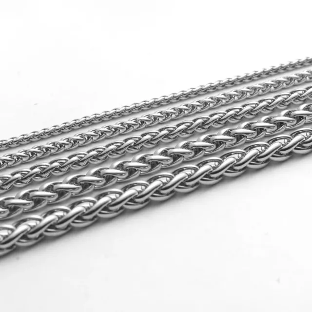Wholesale Price Stainless Steel Silver Wheat Braided Chain Necklace Men's Gift 3